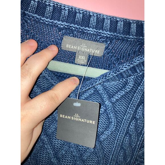 NWT L.L. Bean blue Fisherman sweater size XXL Mens could fit an XXXL Womens - Picture 2 of 6